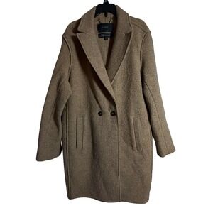 J Crew Italian Boiled Wool Coat Camel Double Breasted Daphne Size 14